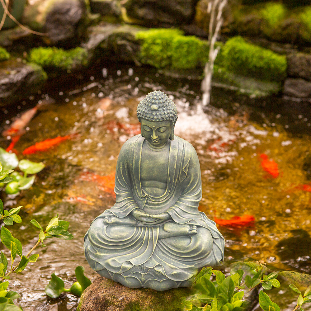 Estatua de Buda en Trono de Loto Verde