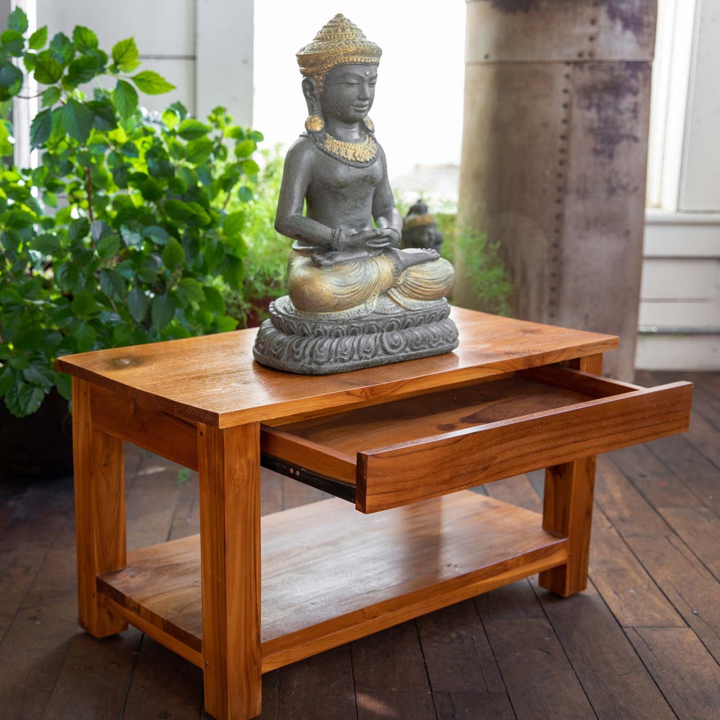 Mesa de Altar de Teca con Cajón